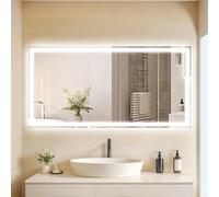 Clevich Miroir de Salle de Bain avec éclairage 120 x 60 cm, Miroir LED avec 3 Couleurs de lumière à intensité Variable, Verre trempé, Protection Contre Les Explosions, Interrupteur Tactile, Fonction