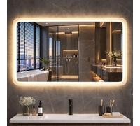 Clevich Miroir Salle de Bain avec Eclairage LED 100x60 cm Rectangulaire | 3 couleurs dimmable, fonction anti-buée intelligente, touche tactile, mémoire, montage horizontal ou vertical, Bords Dépolis