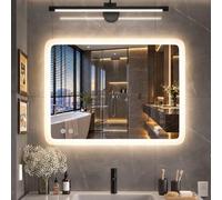 Clevich Miroir Salle de Bain avec Eclairage LED 80x60 cm Rectangulaire | 3 couleurs dimmable, fonction anti-buée intelligente, touche tactile, mémoire, montage horizontal ou vertical, Bords Dépolis
