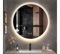 Clevich Miroir Salle de Bain avec Eclairage Rond 80cm Mural Anti-Buée