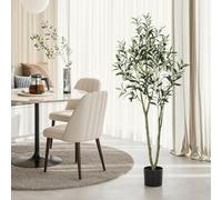 Clevich Olivier Artificiel 120cm, Plantes Artificielles Intérieur Extérieur, Grande Plante Artificielle, Fausse Plante Verte Décoration pour Maison Chambre Salon Balcon Cour Jardin Bureau