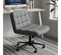 Clevich Siège de Tailleur Érgonome sans Accoudoirs, Criss Cross Chair Réglable en Hauteur, Siège Large pour Maquillage, Bureau à Domicile, Studio, Chambre à Coucher (Lin, Gris)