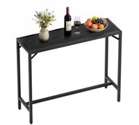 Clevich Table Haute de Jardin, 120 x 38 x 98 cm, Mange Debout Exterieur avec Plateau Étanche, Table de Bar Jardin avec Pieds Réglables en Hauteur pour Salle à Manger, Balcon, Patio, Jardin, Noir