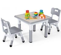 Clevich Table pour Enfant avec 2 chaises, Ensemble de chaises réglables en Hauteur, Meubles pour Chambre d'enfant, Table de Peinture, Ensemble de sièges Ergonomique, Multifonction, Gris