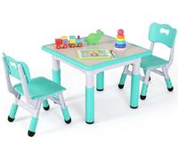Clevich Table pour Enfant avec 2 chaises, Ensemble de chaises réglables en Hauteur, Meubles pour Chambre d'enfant, Table de Peinture, Ensemble de sièges Ergonomique, Multifonction, Vert