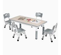 Clevich Table pour Enfant avec 4 chaises, Hauteur réglable, Groupe de Table pour Chambre d'enfant, en Plastique, Table et chaises pour garçons et Filles à partir de 2 Ans (Gris)
