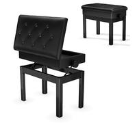 Clevich Tabouret de Piano réglable en Hauteur 48-58 cm, Banc de Piano avec Espace de Rangement, Banquette Piano avec Coussin en Cuir PU, Charge maximale : 150 kg, Noir