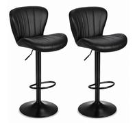 Clevich Tabourets de Bar, Réglable, Pivotant à 360°, avec Dossier, 2pcs | Tabourets de bar en PU de qualité supérieure, réglables en hauteur avec repose-pieds, pour cuisine, îlot, comptoir