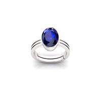 CLEVIO B0DMPCP1MRNAMZ Bague en saphir bleu naturel non chauffé 9 carats Aaa + avec pierre précieuse réglable pour homme et femme, Small, Gemme