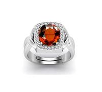 CLEVIO Bague réglable 9,25 Ratti / 8,00 carats - Hessonite naturelle certifiée - Grenat - Pierres précieuses - Tailles entre 15 et 28 - Pour homme et femme - S-B0DKD7N7MRNAMZ, Small, Gemme
