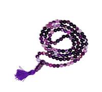 CLEVIO Mala 108 agate naturelle certifiée Jaap + perle gourou en pierre semi-précieuse Bijoux tendance Reiki Positivité Bonne Chance Amour Abondance Santé Richesse Prospérité Violet 6