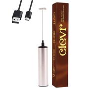 Clevr Mélanges Mousseur à lait, mélangeur manuel pour café, matcha, chocolat chaud, boissons protéinées, latte, thé, fouet portatif rechargeable en acier inoxydable, baguette à mousser rapide et