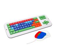 Clevy Clavier mécanique solide et résistant aux éclaboussures avec souris à code couleur pour enfants (optique, ergonomique, USB, design robuste et compatible avec Win & MacOS
