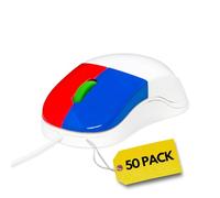 Clevy Lot de 50 souris USB ergonomiques colorées pour enfants pour l'école et la maison, compatible avec Windows, MacOS, Chromebook