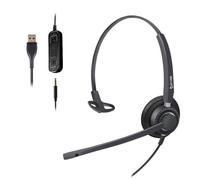 Cleyver Flex Jack Mono, Micro Casque Filaire Jack 3,5 mm Mono, Ultra Leger, Micro antibruit, Softphone,PC,Mac,Smartphone,Tablette, Noir