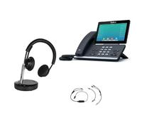 Cleyver - Pack Téléphone IP T57W, Casque sans Fil DECT USB Duo HW225V2, Décroché Électronique EHS, Écran Tactile 7 Pouces