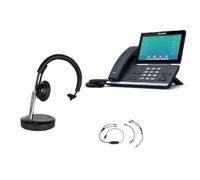 Cleyver - Téléphone IP T57W avec écran Tactile + Casque sans Fil DECT Mono + décroché électronique EHS - Pack Professionnel VoIP SIP