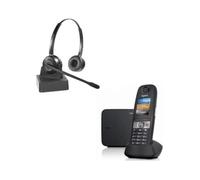 Cleyver - Téléphone sans Fil Gigaset CL660, Technologie DECT avec Base, Écran Couleur + Casque Cleyver ODHW15, sans Fil Duo, Noir