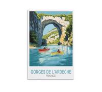 CLFMHNAS Impression sur toile vintage Gorges de l'Ardèche France 30 x 45 cm