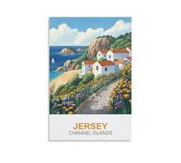 CLFMHNAS Impression sur toile vintage Îles Anglo-Normandes de Jersey 20 x 30 cm