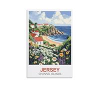 CLFMHNAS Impression sur toile vintage Îles Anglo-Normandes de Jersey 30 x 45 cm