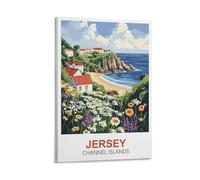 CLFMHNAS Impression sur toile vintage Îles Anglo-Normandes de Jersey 40 x 60 cm