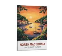 CLFMHNAS Macédoine du Nord Europe du Sud-Est Affiche de voyage vintage 40 x 60 cm