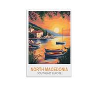 CLFMHNAS Macédoine du Nord Europe du Sud-Est Affiche de voyage vintage 40 x 60 cm