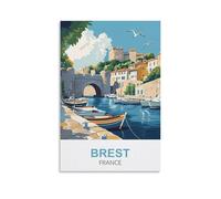 CLFMHNAS Poster de voyage vintage Brest France 20 x 30 cm
