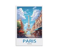 CLFMHNAS Poster de voyage vintage Paris France 20 x 30 cm