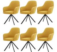 CLGTY Extensible Housse De Chaise Salle à Manger avec Accoudoirs, 1/2/4/6 Pcs Doux Spandex Housse Fauteuil Bureau avec Accoudoirs Reutilisable Couverture De Chaise Lavable-Jaune-Lot de 6