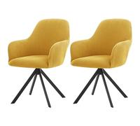 CLGTY Extensible Housse De Chaise Salle à Manger avec Accoudoirs, 1/2/4/6 Pcs Doux Spandex Housse Fauteuil Bureau avec Accoudoirs Reutilisable Couverture De Chaise Lavable-Jaune-Lot de 2