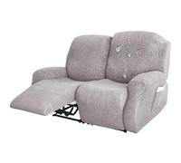 CLGTY Imperméable Housse De Fauteuil Relax 2 Place 6 Pièce, Extensible Housse De Chaise Inclinable pour 2 Canapé Coussin Couvre pour Canapé Protege Canape pour Chat Chien-Gris Clair-2 Place