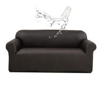 CLGTY Résistant Housse Canapé 4 Place, Faux Cuir Housse De Canapé 1 Pièce Housses De Canapé avec Bas élastique Lavable Protege Canape pour Chat Chien-Le Noir-4 Place