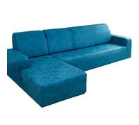 CLGTY Résistant Housse De Canapé d'angle, Faux Cuir Housse De Protection Canapé 2 Pièce Extensible Housse De Canapé pour Forme L Protege Canape avec Bas élastique-Bleu Turquoise-2 Place+2 Place