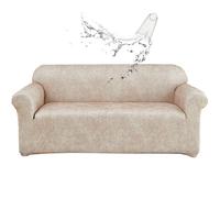 CLGTY Résistant Housse de canapé Deux Places, Faux Cuir Housse de canapé 1 Pièce Housses de canapé avec Bas élastique Lavable Protege canape pour Chat Chien-Beige-2 Place