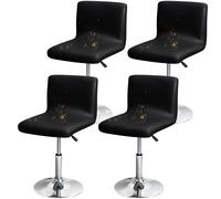 CLGTY Résistant Housse Tabouret de Bar Lot de 4, Faux Cuir Housse Chaise Bar avec Dossier résistant à l'huile Housse de Chaise de Bar Lavable pour Chaises Tabouret Courtes-Le Noir-Lot de 4