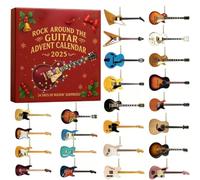 Clhjinruoliu Calendrier de l'Avent 2025 Rock Around the Guitar avec 24 mini décorations de guitare, compte à rebours de Noël de 24 jours, calendrier de l'Avent à collectionner pour guitaristes