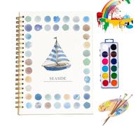 Clhjinruoliu Carnet de coloriage à l'aquarelle, animaux fleurs océan, livre de coloriage, scènes de la nature, set de peinture et d'artisanat, carnet d'aquarelle facile pour débutants,Ocean