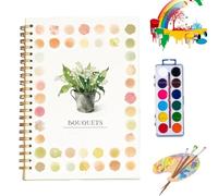 clhjinruoliu Carnet de coloriage à l'aquarelle, Animaux Fleurs océan, Livre de coloriage, scènes de la Nature, Set de Peinture et d'artisanat, carnet d'aquarelle Facile pour débutants,Bouquets