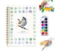 Clhjinruoliu Carnet de coloriage à l'aquarelle, animaux fleurs océan, livre de coloriage, scènes de la nature, set de peinture et d'artisanat, carnet d'aquarelle facile pour débutants,Birds