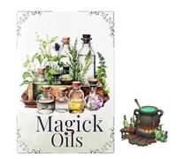 clhjinruoliu Livre de référence rapide Magick Oils, guide de fabrication d'huile magique de 35 pages, sorcières et recettes à base de plantes pour débutants, sorts de sorcière de cuisine et guide de
