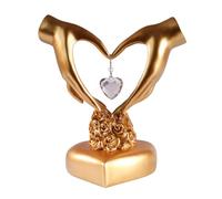 clhjinruoliu Sculpture de mains en forme de cœur - Décoration de chambre en cristal - Décoration de geste dorée pour chambre de couple, anniversaire de mariage, Saint-Valentin, Noël, cadeau unique