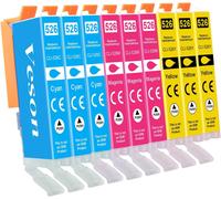 CLI-526 Cartouche d'encre Compatible avec Canon 525 526 pour Canon MG5150 pour PIXMA MG5250 MG5350 MG5140 MG5240 MG8240 IP4800 IP4850 IP4900 IP4950 IP6500 IX. 6550. MX885 MX715 (Lot de 9)