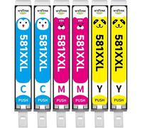 CLI-581 XXL Cartouches d'encre Compatible pour Canon 581 XXL pour Canon Pixma TR7650 TS8350 TS8150 TS6250 TS6150 TS9550 TS6250 TS8150 TR8550 TR7550 (2C/2M/2Y, 6-Pack)