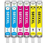 CLI-581 XXL Cartouches d'encre Compatible pour Canon 581 XXL pour Canon Pixma TR7650 TS8350 TS8150 TS6250 TS6150 TS9550 TS6250 TS8150 TR8550 TR7550 (2C/2M/2Y,6-Pack)