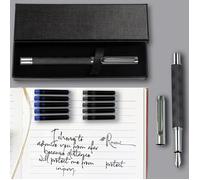 CLI - STYLO - Stylo plume moyen, calligraphie fantaisie, courbe d'eau, encre métallique - Gris OAF09