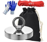 Clianle Aimant de pêche puissant Aimants en terre rare Kit de pêche avec corde durable de 20 m pour la pêche et la récupération magnétique (290LB)