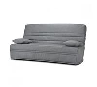 Clic clac 130x190 cm en tissu gris chiné et matelas 13 cm - EBRO Meubletmoi
