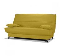 Clic clac tissu jaune matelas Bultex® epaisseur 14 cm - HAROLD - 130x190 cm - Ferme - Convertible - Coffre de rangement